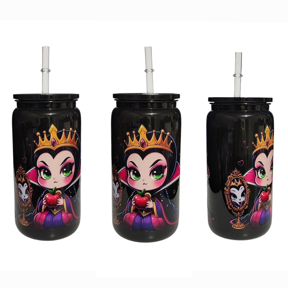 Snow White Evil Queen Disney Acrylic Plastic Tumbler Cup 16oz Black